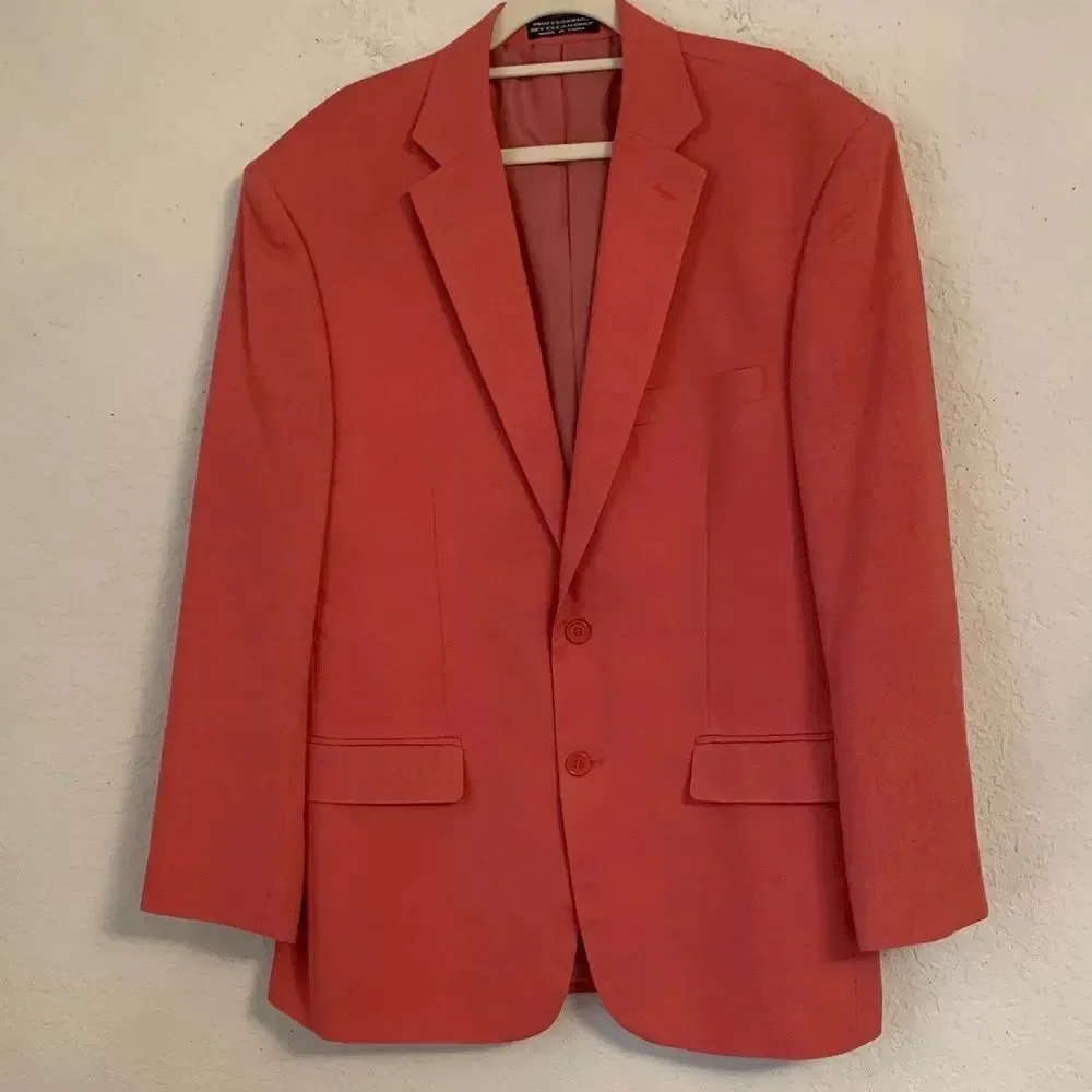 John Blair Men's Coral Blazer Linen Blend Size 42